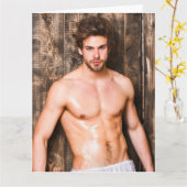 セクシーな男性の誕生日カード カード (黄色い花)