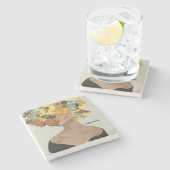 セクシーな花の頭 ストーンコースター (横)