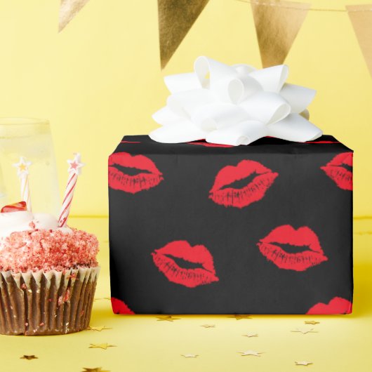 セクシーな赤い唇かわいい ラッピングペーパー (誕生日パーティー)