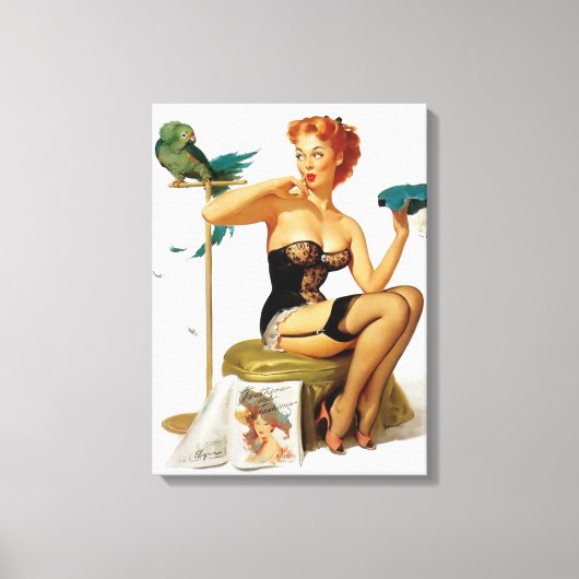 セクシーな赤毛ピンナップ女 キャンバスプリント (正面)