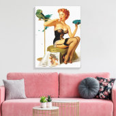 セクシーな赤毛ピンナップ女 キャンバスプリント (インサイチュ (リビング))