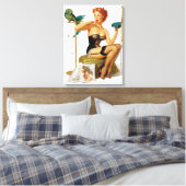 セクシーな赤毛ピンナップ女 キャンバスプリント (インサイチュ (寝室))