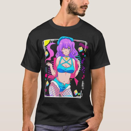 セクシーアニメ女子アニメのセクシーランジェリーアニメ Tシャツ (正面)
