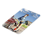 セクシーサイレンレトロレディーウォッシングカーマグネット マグネット (左側)