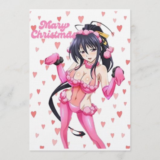 セクシーサンタ メリークリスマス ピンクハート アニメディーバ 招待状 (正面)
