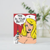セクシーナースと針、あなたのお尻のYes ポストカード (スタンド正面)