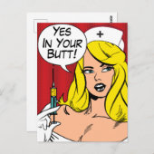 セクシーナースと針、あなたのお尻のYes ポストカード (正面/裏面)