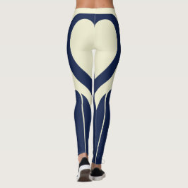 セクシーネイビーブルークリームハートお尻Activewear レギンス