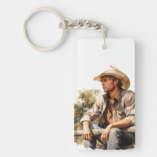 セクシーパーソナライズされたカウボーイアクリルキーチェーン キーホルダー (正面)