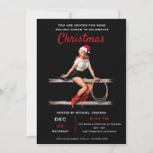 セクシーピンアップガールヴィンテージいけなまたは素敵なクリスマス 招待状 (正面)