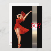 セクシーピンアップ,レディインレッド,誕生日招待状 招待状 (正面/裏面)