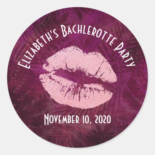 セクシーピンクグリッターリップグラマラスパーティー ラウンドシール (正面)