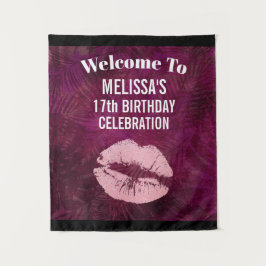 セクシーピンクグリッターリップグラマラス誕生日 タペストリー