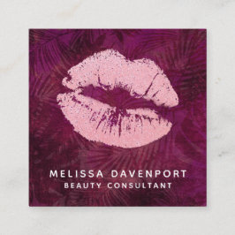 セクシーピンクグリッターリップグラマラス スクエア名刺