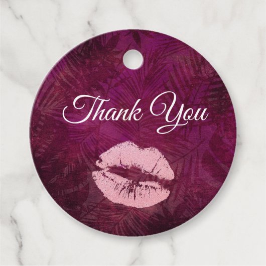 セクシーピンクグリッター唇グラマラスありがとう フェイバータグ (正面)