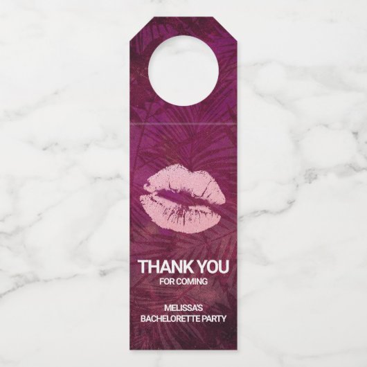 セクシーピンクグリッター唇グラマラスありがとう ボトルネックタグ (正面)