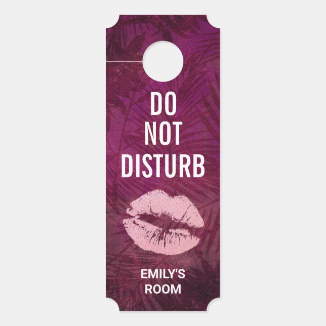 セクシーピンクグリッター唇グラマラスを邪魔しない ドアノブサイン (正面)