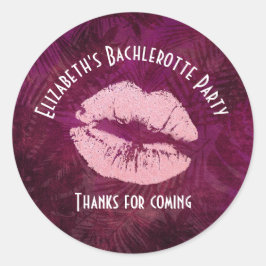 セクシーピンクグリッター唇グラマラスパーティーありがとう ラウンドシール