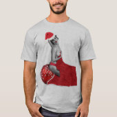 セクシーピンナップガールサンタメンズバーンアウトクリスマスシャツ Tシャツ (正面)