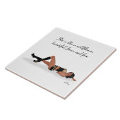 セクシーブルネットピンナップガールスリーピングセラミックタイル タイル (側面)