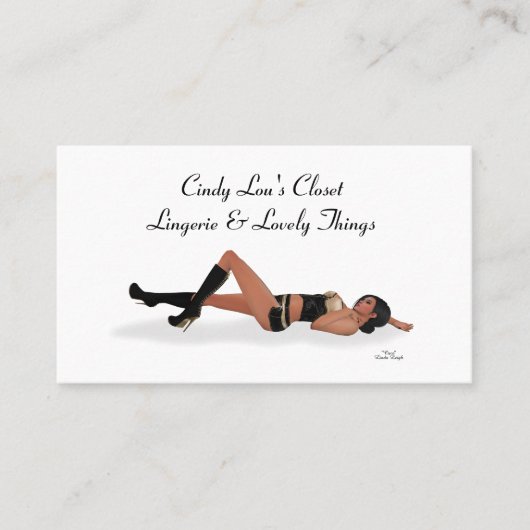 セクシーブルネットピンナップガールスリーピングビジネスカード 名刺 (正面)