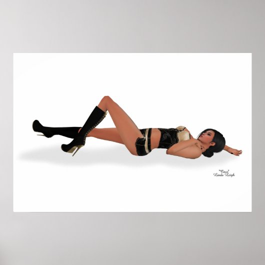 セクシーブルネットピンナップガールスリーピングポスター ポスター (正面)