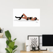 セクシーブルネットピンナップガールスリーピングポスター ポスター (ホームオフィス)