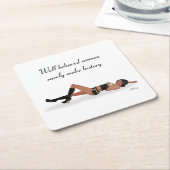 セクシーブルネットピンナップガールスリーピング紙コースター スクエアペーパーコースター (アングル)