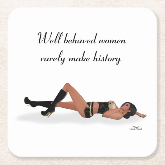 セクシーブルネットピンナップガールスリーピング紙コースター スクエアペーパーコースター (正面)