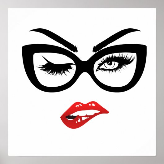 セクシーポップ・アートのアートBitting Red Lipsポスター ポスター (正面)