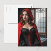 セクシーランジェリーブラックアンドレッドブロンド ポストカード (正面/裏面)