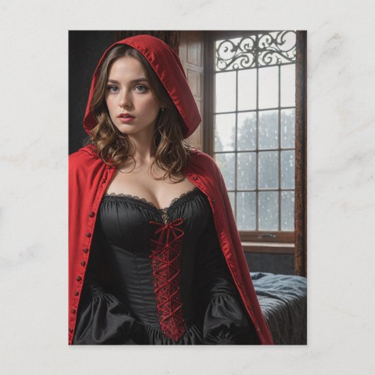 セクシーランジェリーブラックアンドレッドブロンド ポストカード (正面)