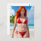 セクシーレッドビキニ葉書 ポストカード (正面/裏面)