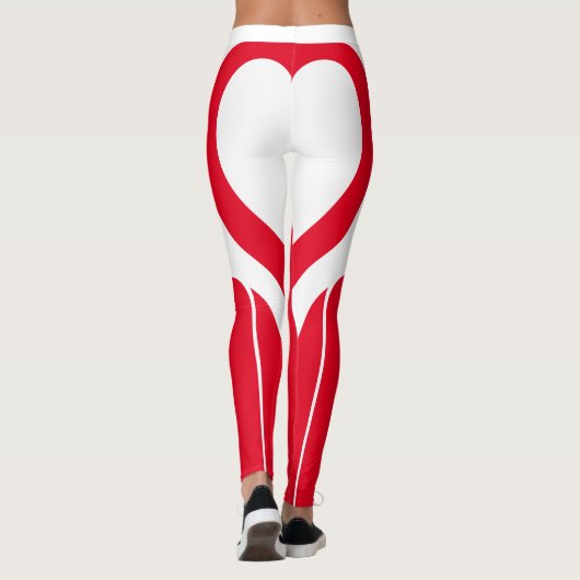 セクシーレッドホワイトハートお尻ジムアクティウェアレギンス レギンス (裏面)