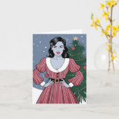 セクシーヴァンパイレディークリスマス カード (黄色い花)