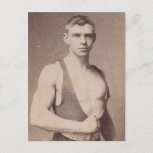 セクシーヴィンテージ男性ウエイトリフター ポストカード (正面)