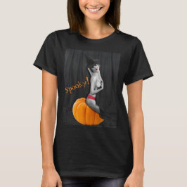 セクシー不気味ピンナップウィッチハロウィーンレディースバーンアウト Tシャツ