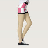 セクシー偽のショートパンツlピンクと白チェッカード レギンス (右)