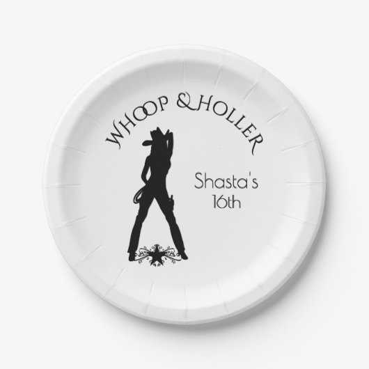 セクシー女性のカーボーイ誕生日 ペーパープレート (正面)