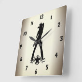 セクシー女性のカーボーイ スクエア壁時計 (傾斜)