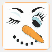 セクシー雪だるまかわいいウィンキング雪女 スクエアシール (正面)