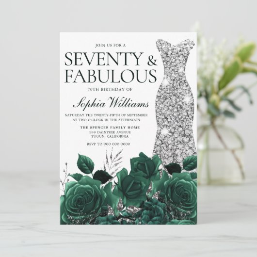 セクターズアンドファブルースエメラルドグリーン70誕生日 招待状 (スタンド正面)