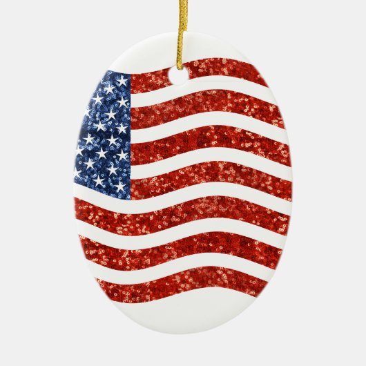 セクフェイクインプリントアメリカ国旗 セラミックオーナメント (正面)