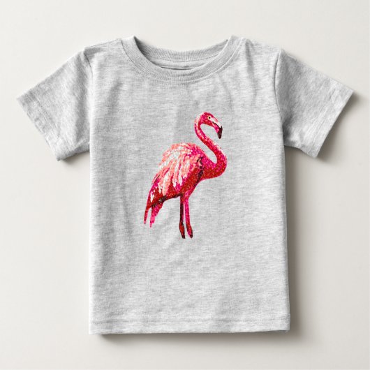 セクフェイクイン印刷熱帯フラミンゴ鳥 ベビーTシャツ (正面)