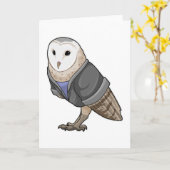 セクレタリーとして働くフクロウ カード (黄色い花)