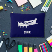 セクールスナ航シンプル空機、航空機、青、航空 アクセサリーポーチ