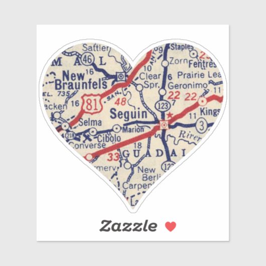 セグインテキサス州ヴィンテージの地図 シール (シート)