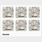 セグインテキサス州ヴィンテージマップステッカー スクエアシール (シート)