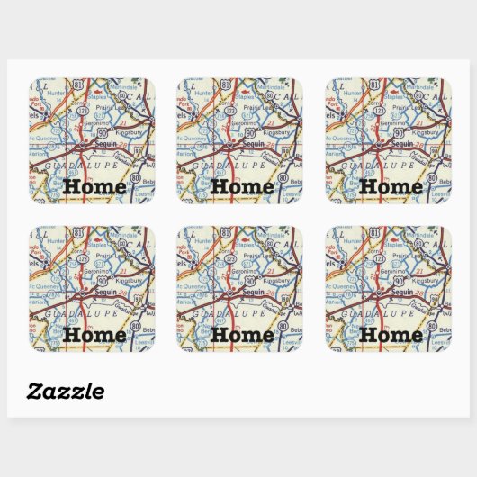 セグインテキサス州ヴィンテージマップステッカー スクエアシール (シート)