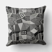 セグメント化された抽象芸術070717 – 白黒 クッション (裏面)